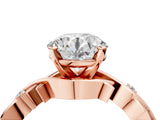 Rose gold Round Cut Diamond Solitaire Ring with Twisted Band and Prong Setting_221