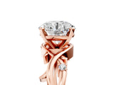 Rose gold Round Cut Diamond Solitaire Ring with Twisted Band and Prong Setting_222