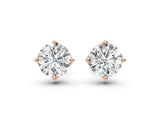 Rose gold Round Cut Diamond Solitaire Stud Earrings with Floral Petal Setting_12