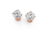 Rose gold Round Cut Diamond Solitaire Stud Earrings with Floral Petal Setting_13
