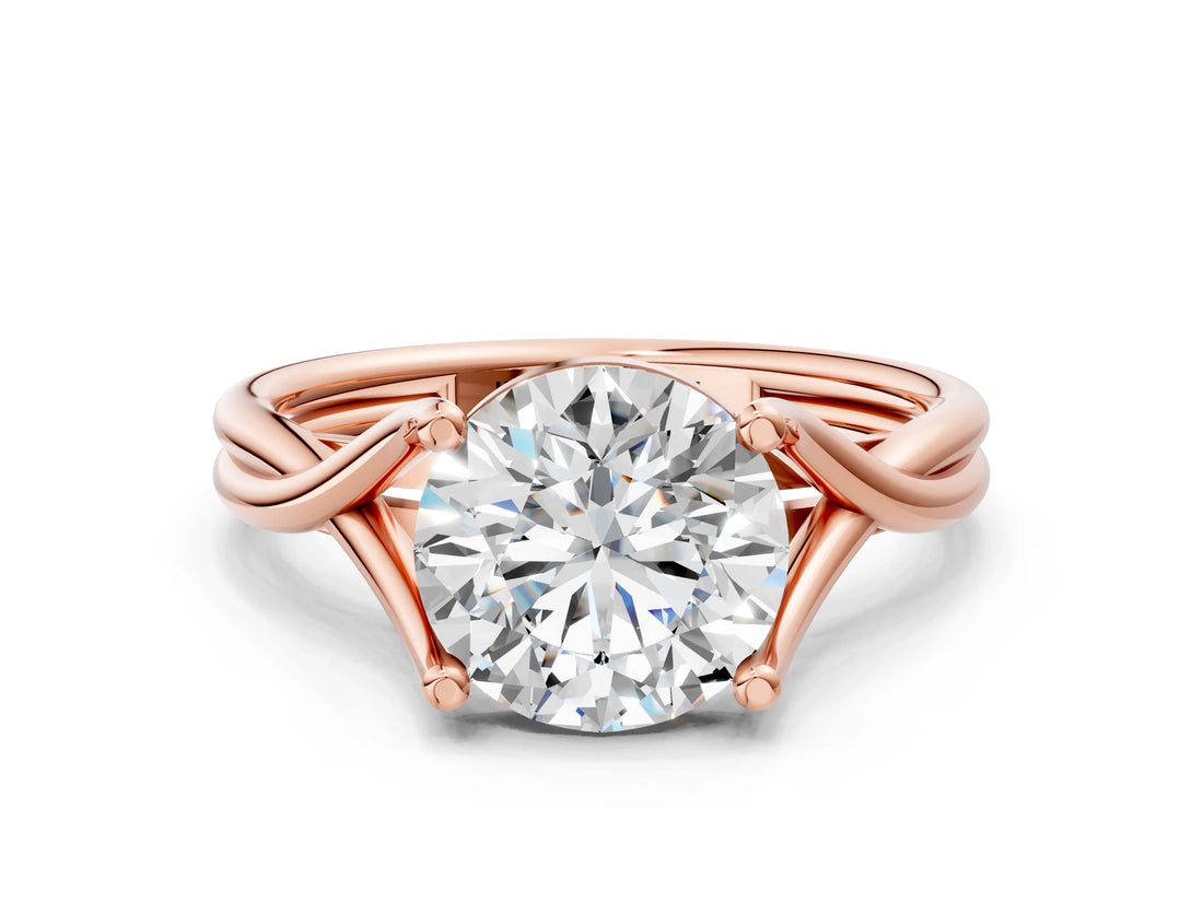 Rose gold Round Cut Diamond Solitaire Twist Band Prong Setting Ring_69