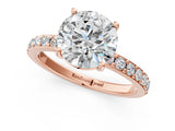 Rose gold Round Cut Diamond Solitaire with Pave Band and Four-Prong Setting 1