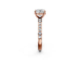 Rose gold Round Cut Diamond Solitaire with Pave Band and Four-Prong Setting 2