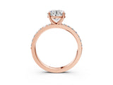 Rose gold Round Cut Diamond Solitaire with Pave Band and Four-Prong Setting 3