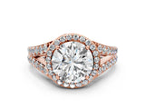 Rose gold Round Cut Diamond Split Shank Halo Ring with Four-Prong Setting_57