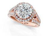 Rose gold Round Cut Diamond Split Shank Halo Ring with Four-Prong Setting_58
