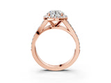 Rose gold Round Cut Diamond Split Shank Halo Ring with Four-Prong Setting_60