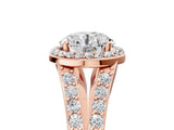 Rose gold Round Cut Diamond Split Shank Halo Ring with Four-Prong Setting_62