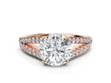 Rose gold Round Cut Diamond Split Shank Pavé Engagement Ring with Four-Prong Setting_85