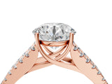 Rose gold Round Cut Diamond Split Shank Pavé Engagement Ring with Four-Prong Setting_89