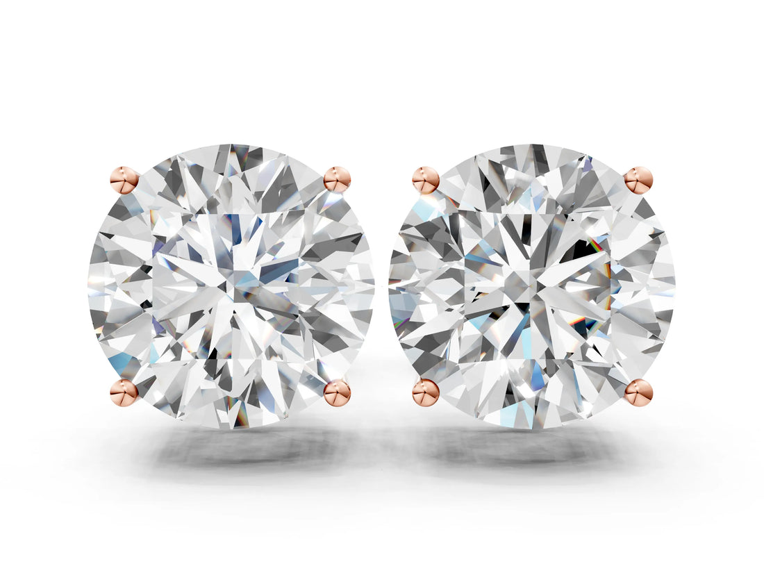 18K Rose Gold 1.05 Carat D VS1 Round Diamond Stud Earrings