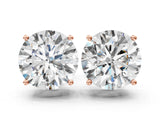 18K Rose Gold 1.05 Carat D VS1 Round Diamond Stud Earrings