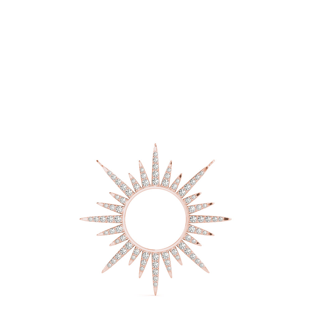 Rose gold Round Cut Diamond Sunburst Pendant with Pavé Setting 1