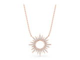 Rose gold Round Cut Diamond Sunburst Pendant with Pavé Setting_7