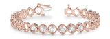 Rose gold Round Cut Diamond Tennis Bracelet with Bezel Setting and Link Band