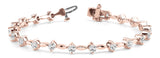 Rose gold Round Cut Diamond Tennis Bracelet with Bezel Setting and Marquise Link Band