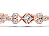 Rose gold Round Cut Diamond Tennis Bracelet with Bezel Setting and Milgrain Band_11