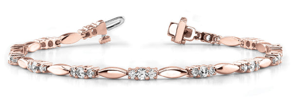 Rose gold Round Cut Diamond Tennis Bracelet with Bezel and Prong Setting