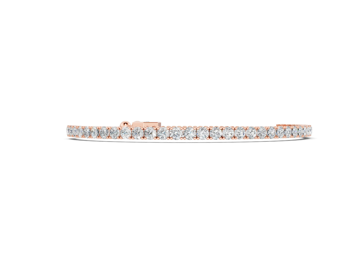 Rose gold Round Cut Diamond Tennis Bracelet with Box Chain and Four-Prong Setting_8