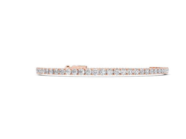 Rose gold Round Cut Diamond Tennis Bracelet with Box Chain and Four-Prong Setting