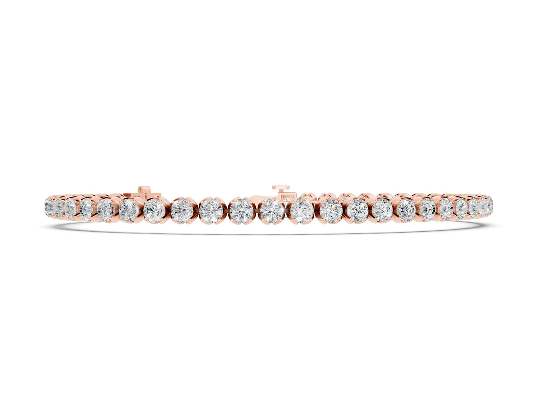 Rose gold Round Cut Diamond Tennis Bracelet with Claw Prong Setting_2