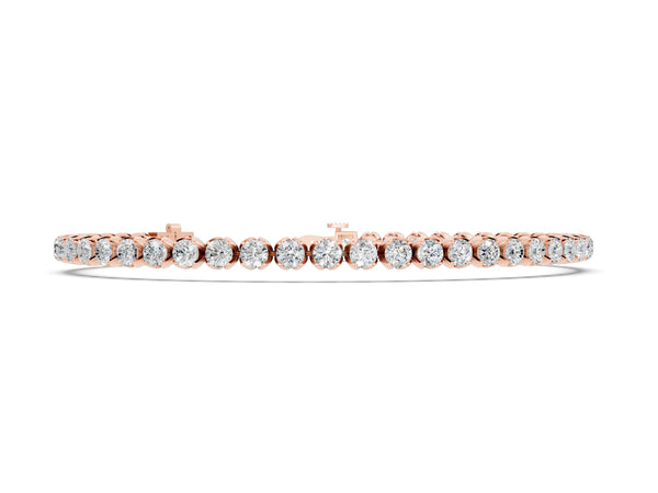 Rose gold Round Cut Diamond Tennis Bracelet with Claw Prong Setting