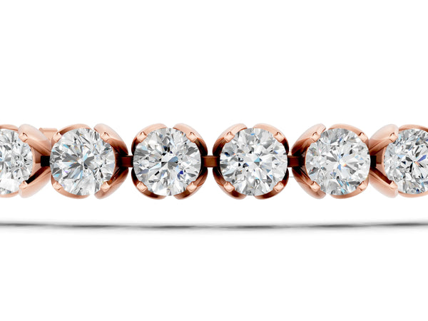 Rose gold Round Cut Diamond Tennis Bracelet with Claw Prong Setting