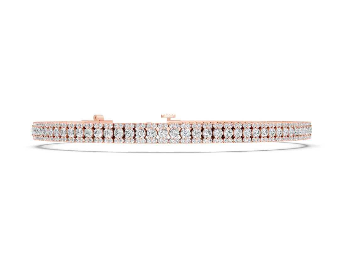 Rose gold Round Cut Diamond Tennis Bracelet with Double Row Prong Setting_4