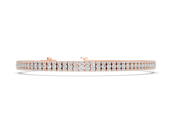 Rose gold Round Cut Diamond Tennis Bracelet with Double Row Prong Setting