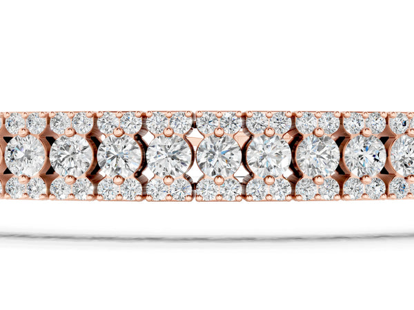 Rose gold Round Cut Diamond Tennis Bracelet with Double Row Prong Setting