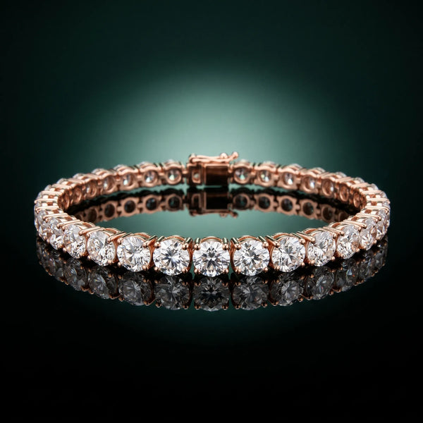 Rose gold Round Cut Diamond Tennis Bracelet with Four-Prong Setting