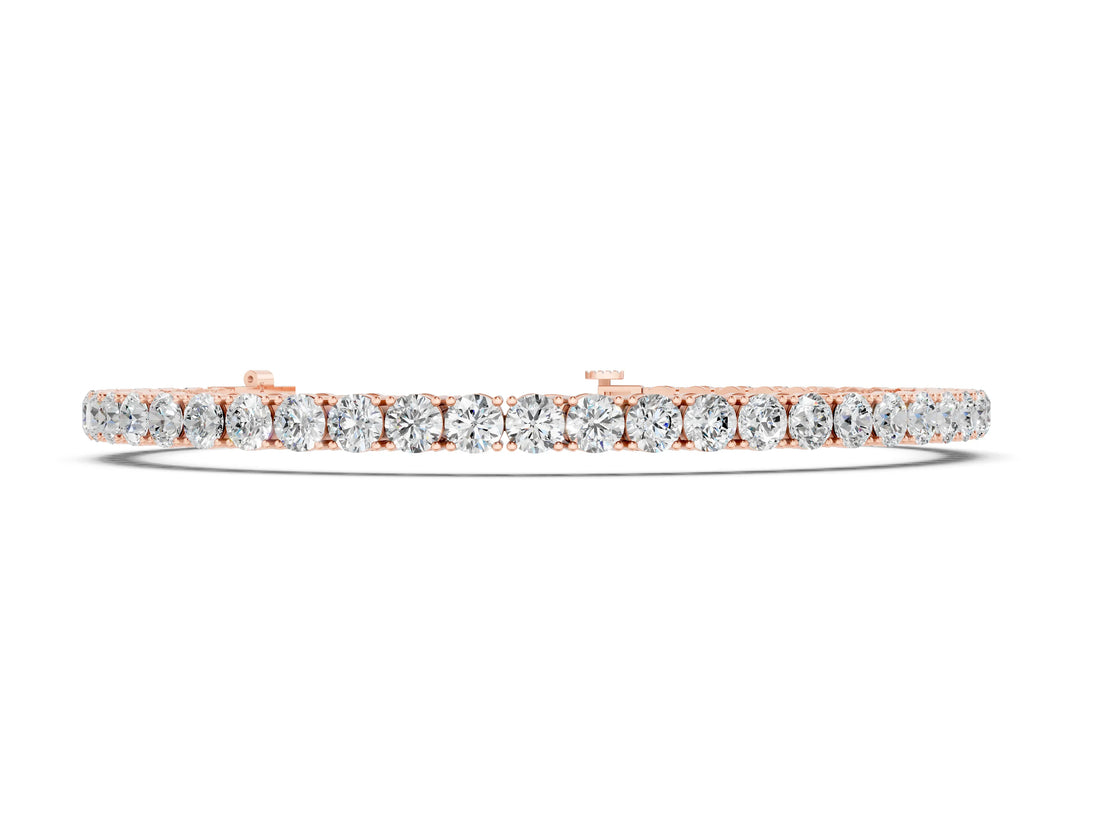 Rose gold Round Cut Diamond Tennis Bracelet with Four-Prong Setting_2