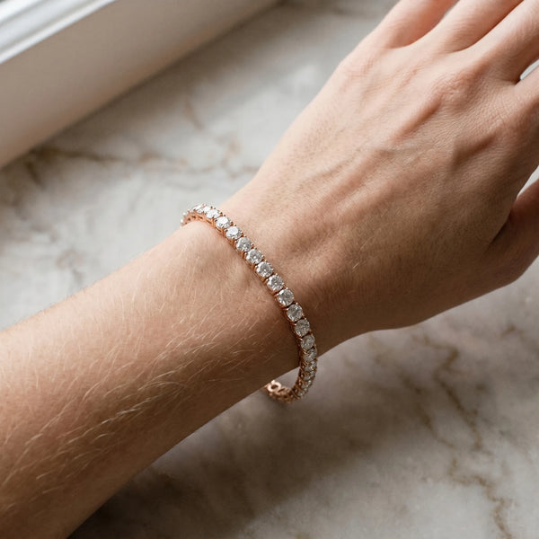 Rose gold Round Cut Diamond Tennis Bracelet with Four-Prong Setting