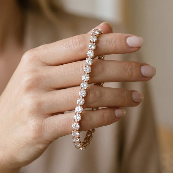 Rose gold Round Cut Diamond Tennis Bracelet with Four-Prong Setting