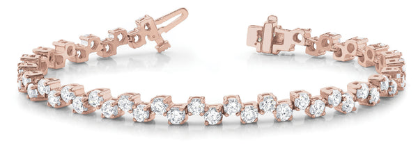 Rose gold Round Cut Diamond Tennis Bracelet with Prong Setting and Link Band