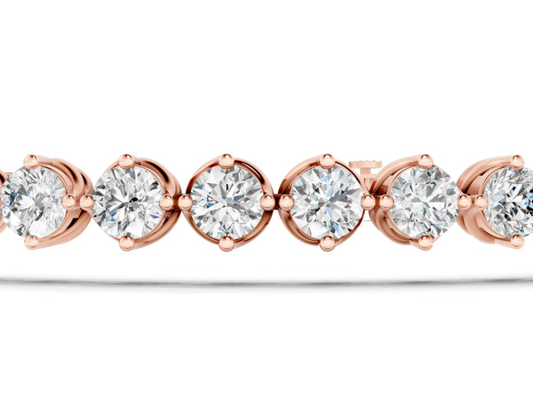 Rose gold Round Cut Diamond Tennis Bracelet with Prong Setting and Twisted Band