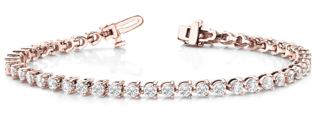 Rose gold Round Cut Diamond Tennis Bracelet with Prong Setting