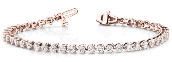 Rose gold Round Cut Diamond Tennis Bracelet with Prong Setting