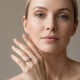 Rose gold Round Cut Diamond Three-Stone Ring with Channel Set Band and Four-Prong Setting_82
