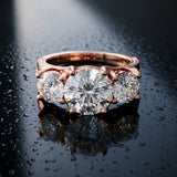 Rose gold Round Cut Diamond Three-Stone Ring with Channel Set Band and Four-Prong Setting_84
