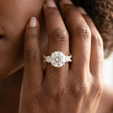 Rose gold Round Cut Diamond Three-Stone Ring with Pavé Split Shank and Four-Prong Setting_147