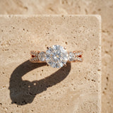 Rose gold Round Cut Diamond Three-Stone Ring with Pavé Split Shank and Four-Prong Setting_148