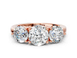 Rose gold Round Cut Diamond Three-Stone Ring with Prong Setting and Classic Band_112