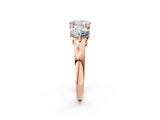 Rose gold Round Cut Diamond Three-Stone Ring with Prong Setting and Classic Band_114