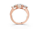 Rose gold Round Cut Diamond Three-Stone Ring with Prong Setting and Classic Band_115