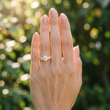 Rose gold Round Cut Diamond Three-Stone Ring with Round Side Stones and Pavé Band_12