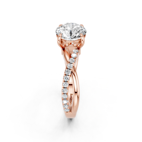 Rose gold Round Cut Diamond Twist Band Solitaire with Prong Setting_17