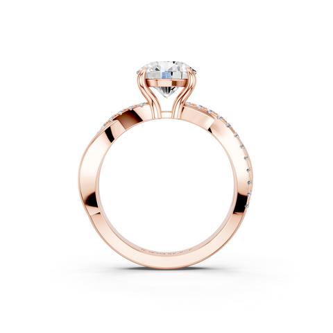 Rose gold Round Cut Diamond Twist Band Solitaire with Prong Setting_18