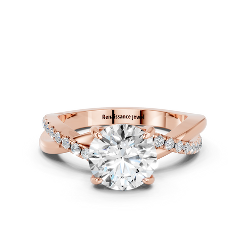 Rose gold Round Cut Diamond Twist Band Solitaire with Prong Setting_24