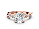Rose gold Round Cut Diamond Twist Band Solitaire with Prong Setting_58